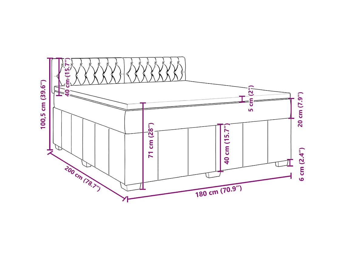 Boxspringbett mit Matratze Hellgrau 180x200 cm Stoff