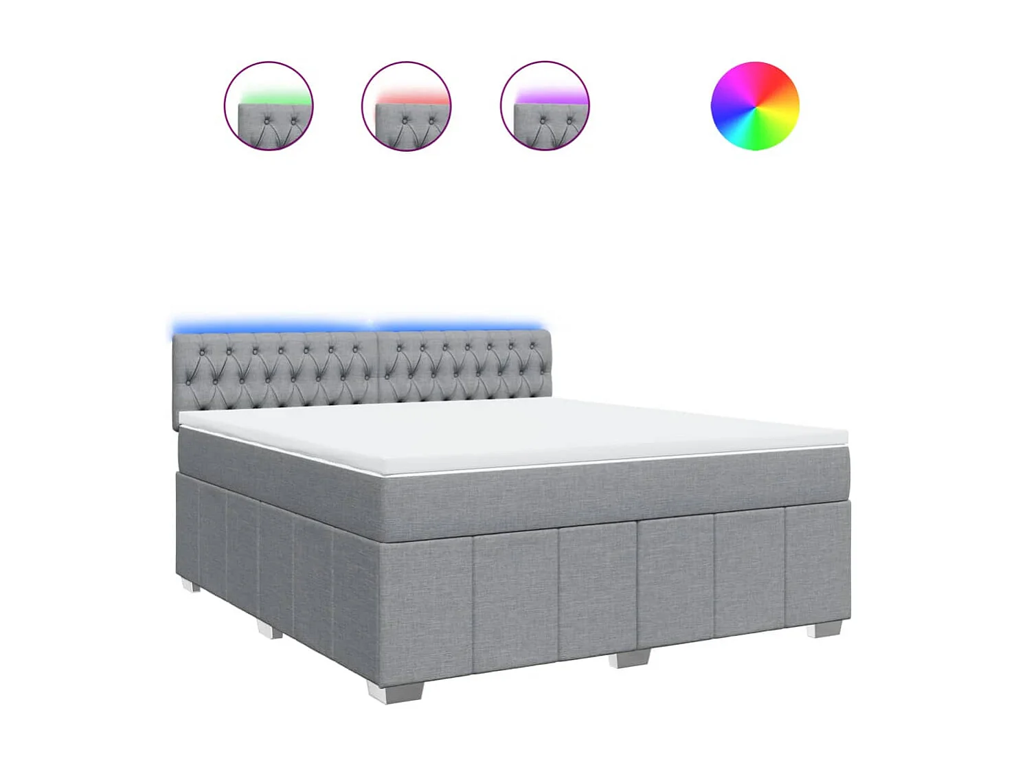 Cama box spring con colchón tela gris claro 180x200 cm