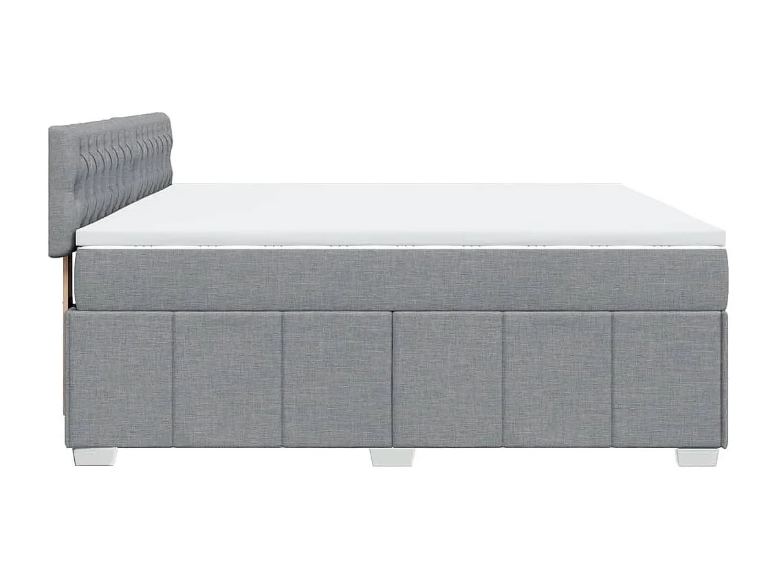 Cama box spring con colchón tela gris claro 180x200 cm