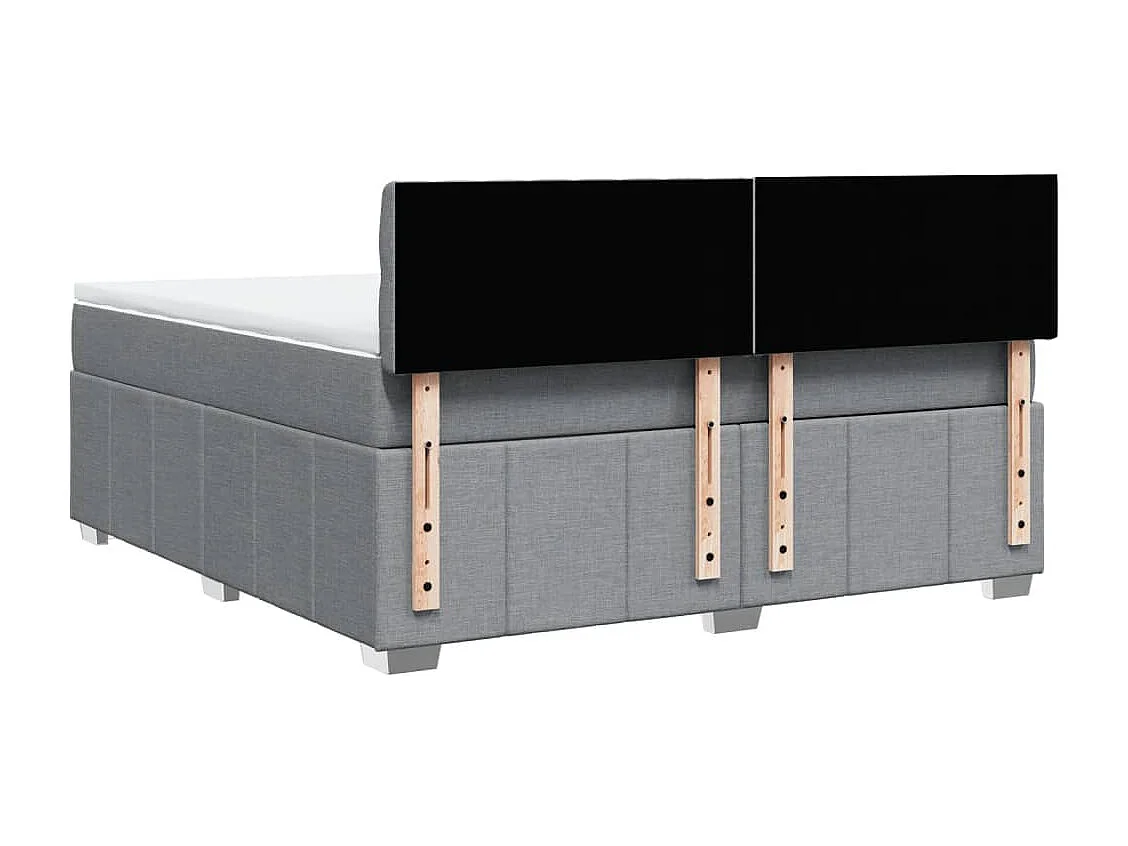 Cama box spring con colchón tela gris claro 180x200 cm