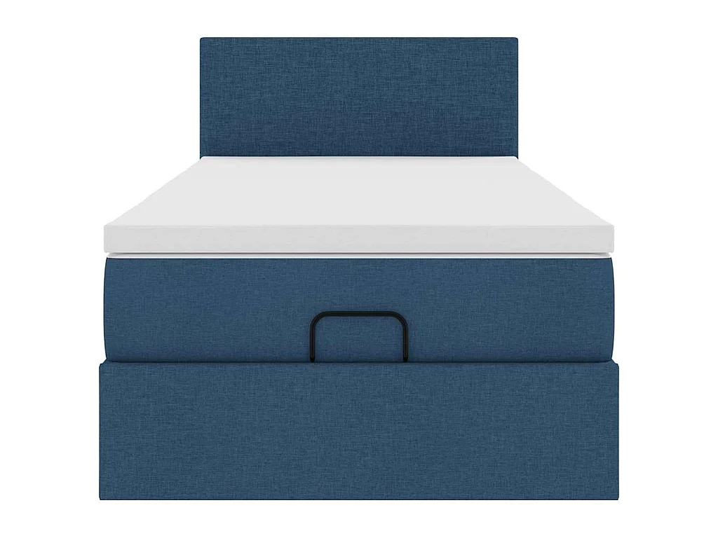 Struttura Letto Pouf con Materasso Blu 90x190 cm in Tessuto
