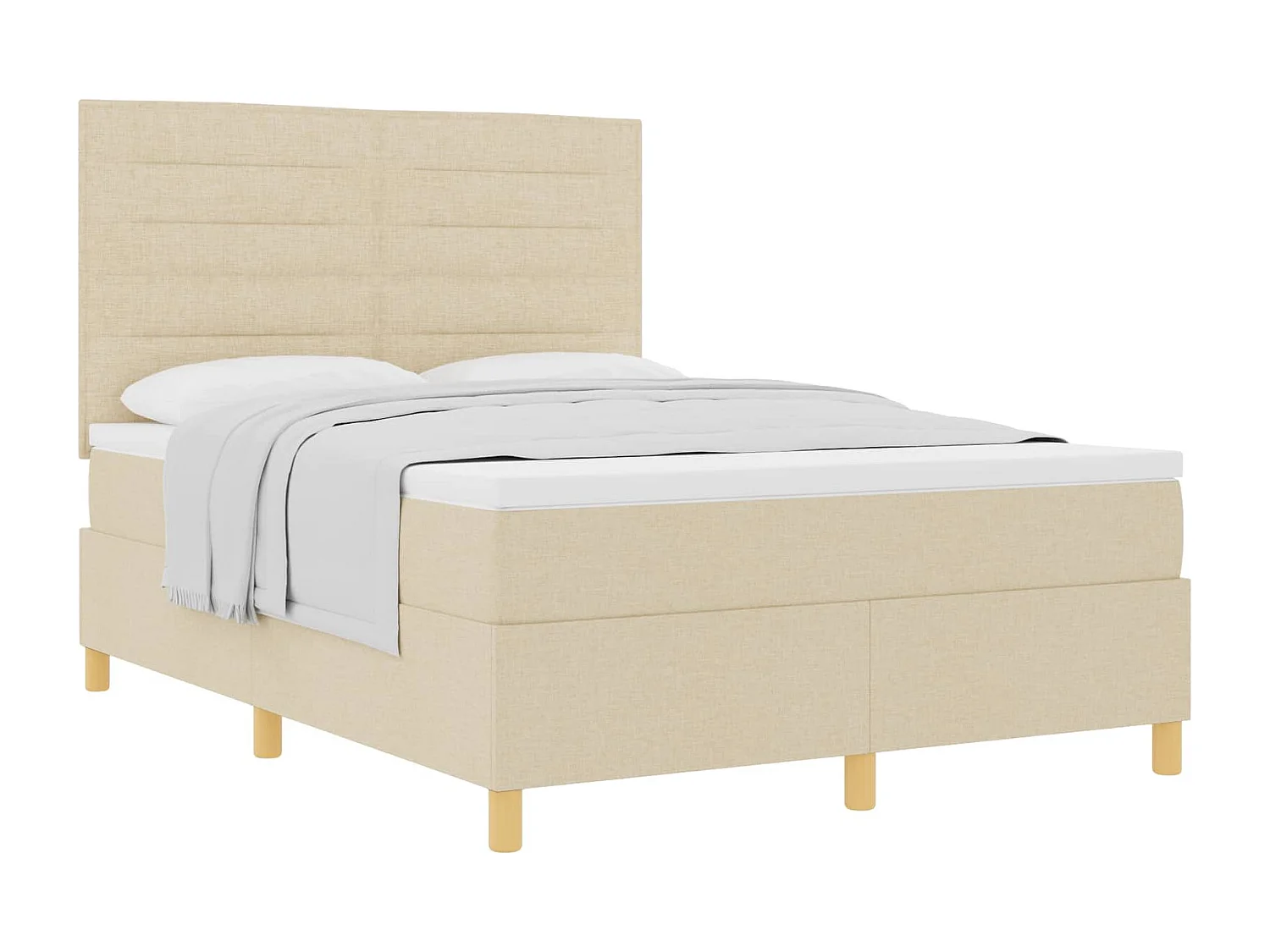 Lit à ressorts avec matelas Crème 140 x 190 cm tissu