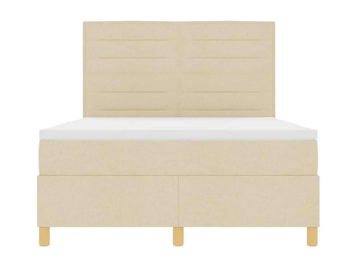 Lit à ressorts avec matelas Crème 140 x 190 cm tissu