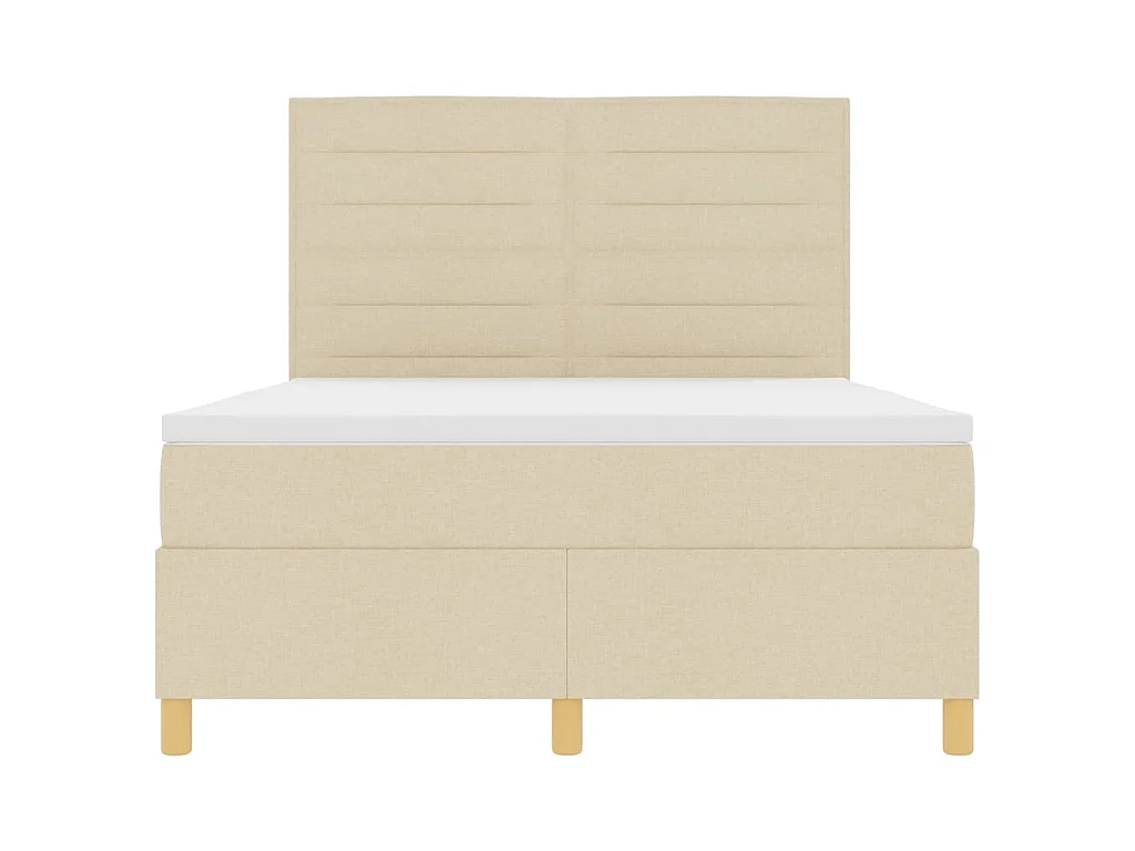 Lit à ressorts avec matelas Crème 140 x 190 cm tissu