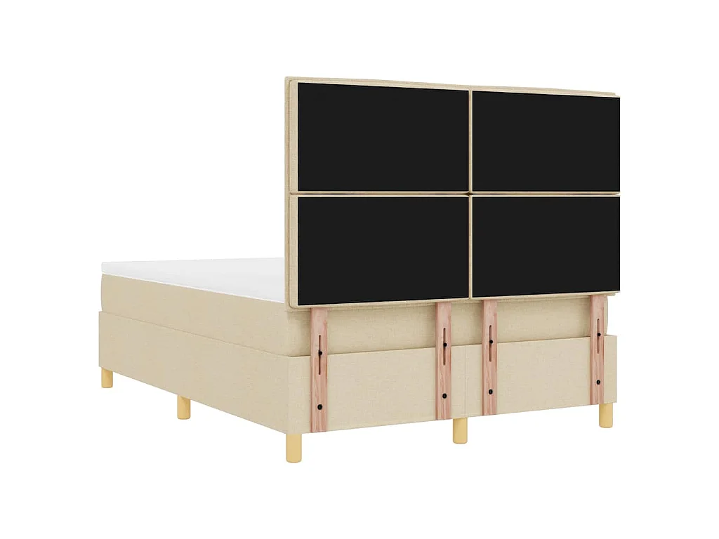 Lit à ressorts avec matelas Crème 140 x 190 cm tissu