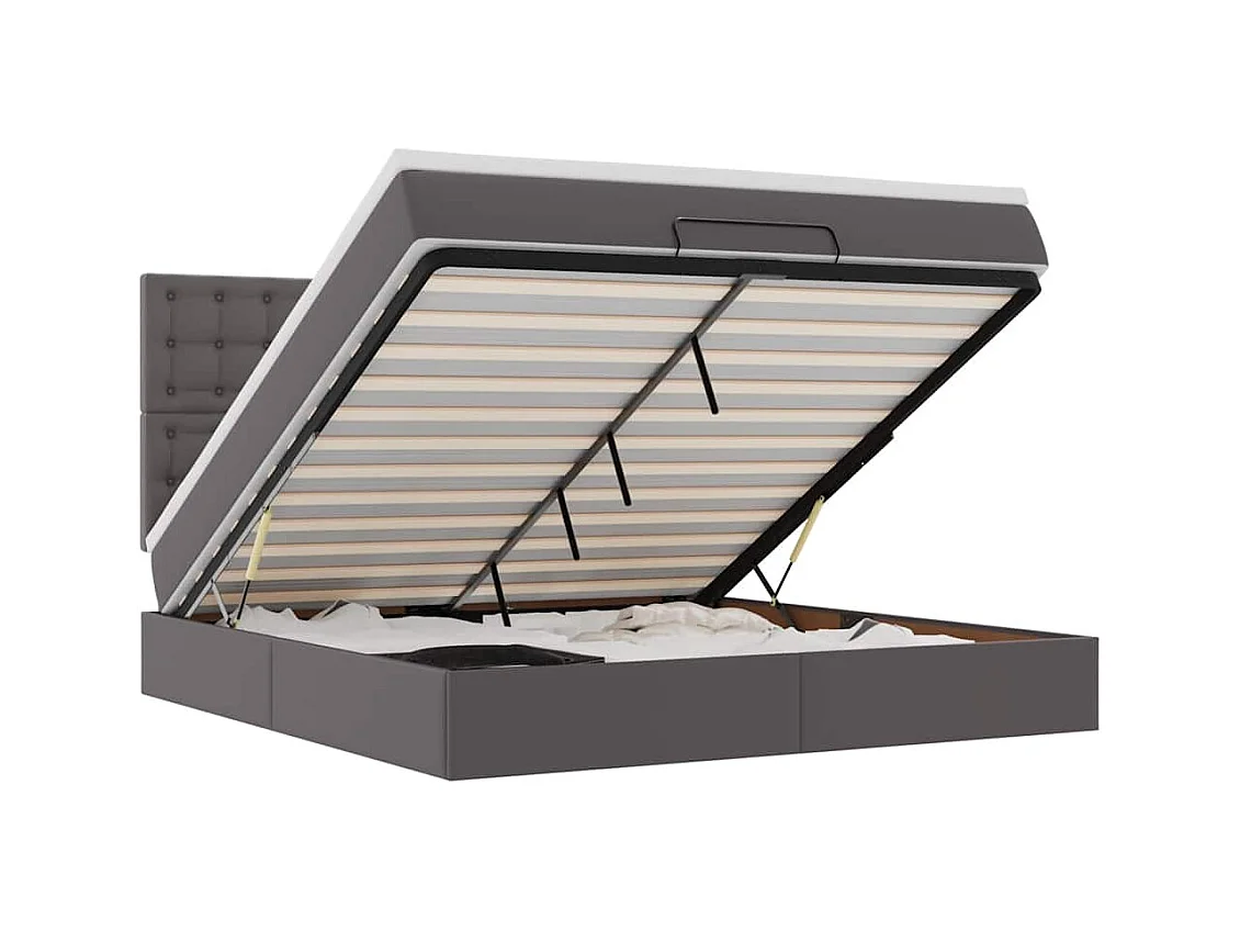 Ottoman bed met matras 160x200cm kunstleer grijs