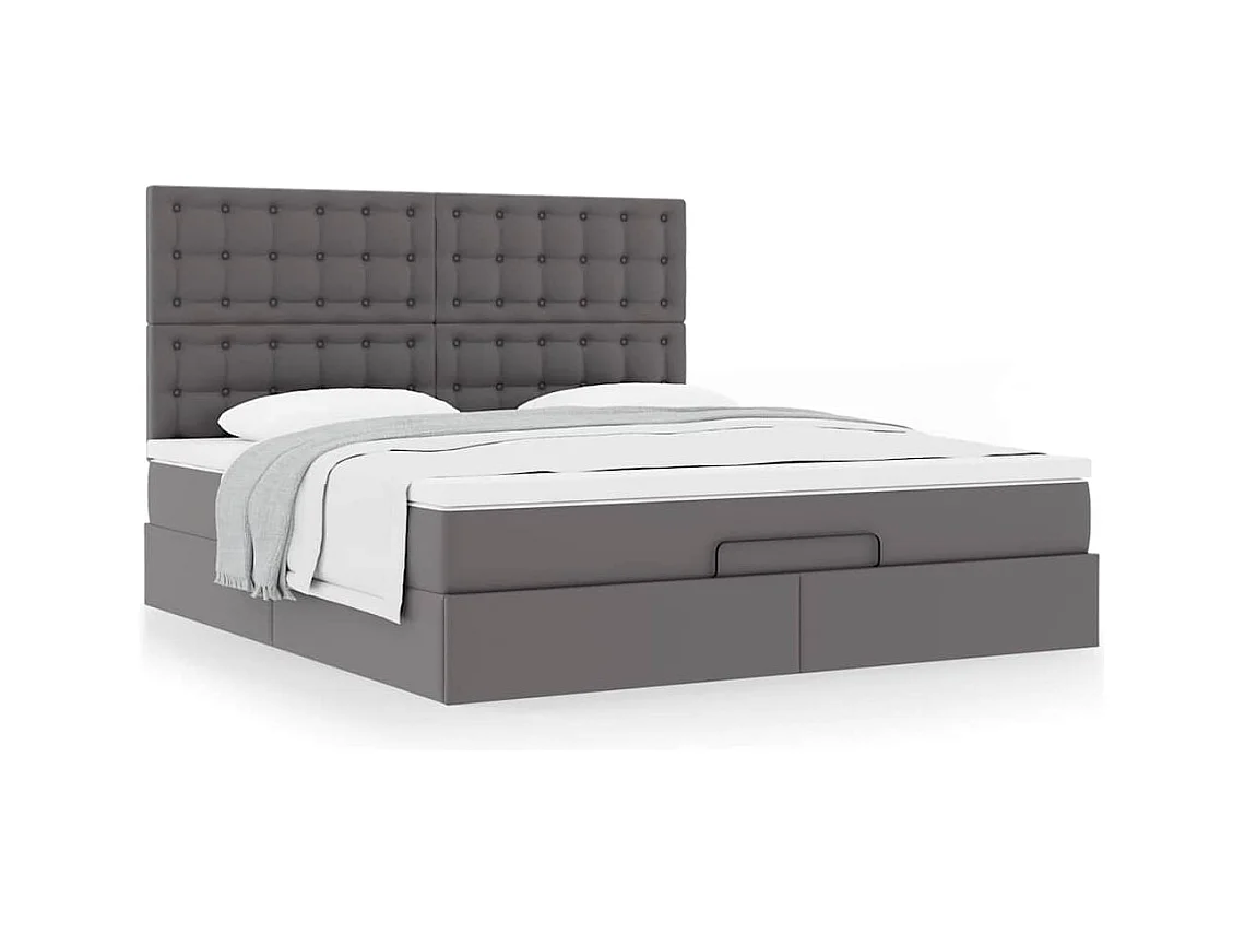 Ottoman bed met matras 160x200cm kunstleer grijs