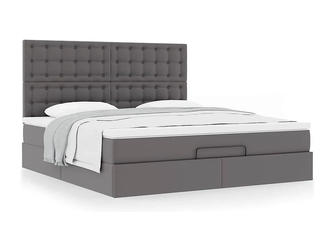 Ottoman bed met matras 160x200cm kunstleer grijs