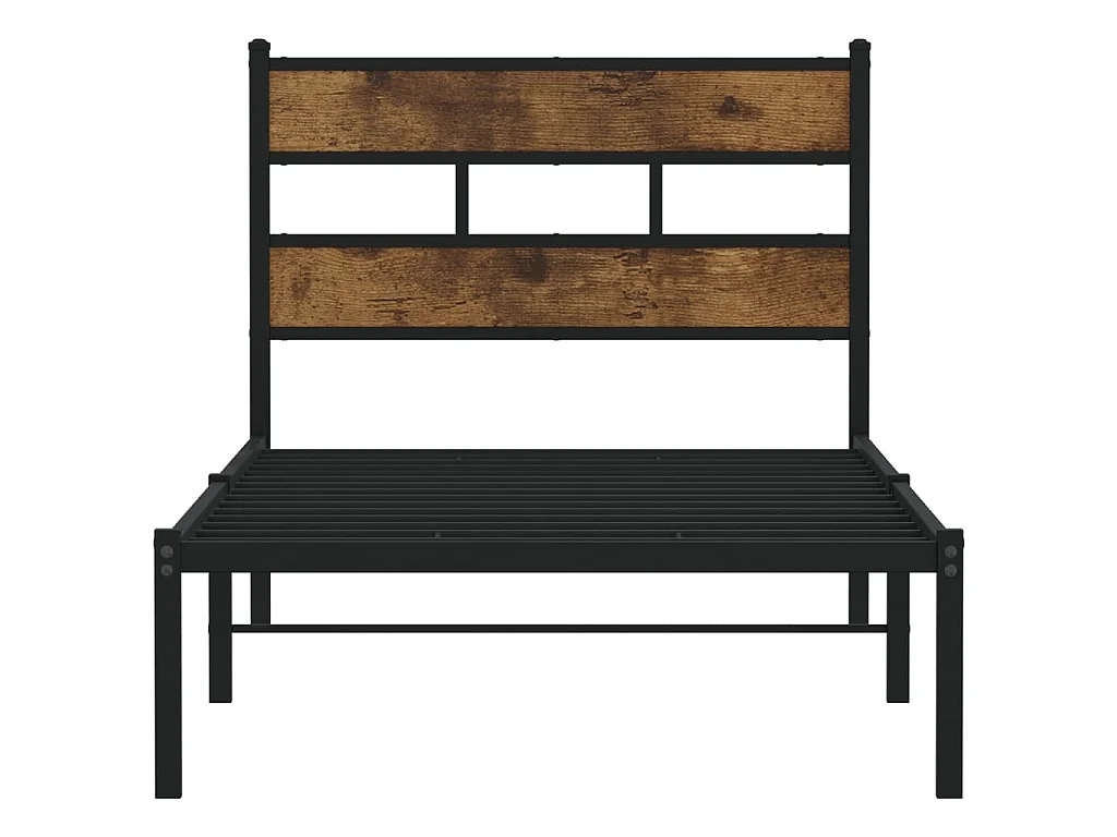 Cadre de lit en métal sans matelas chêne fumé 100x200 cm