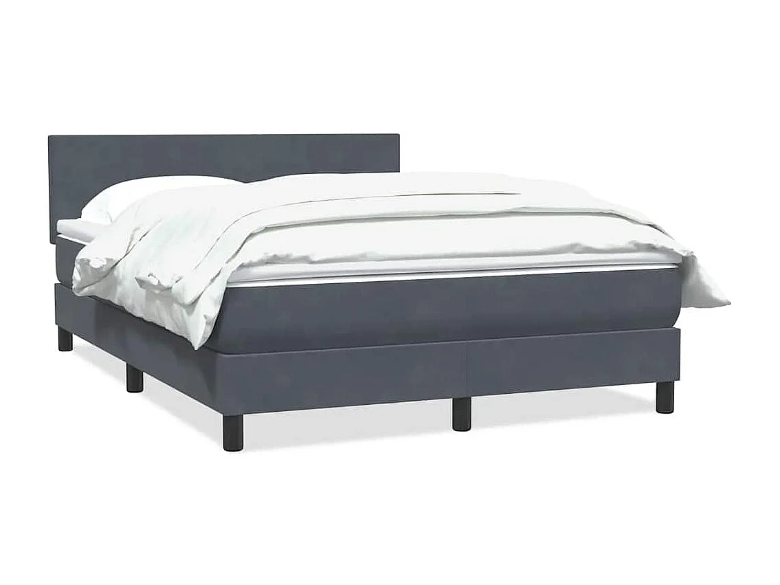 Cama box spring con colchón terciopelo gris oscuro 160x210 cm