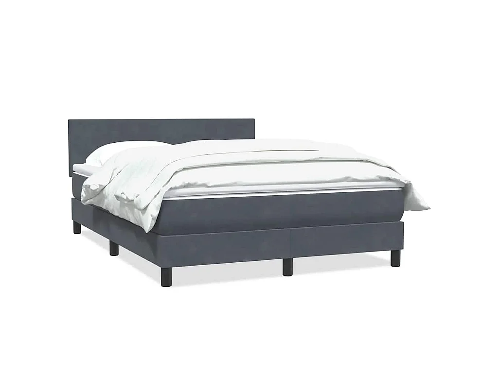 Cama com molas/colchão 160x210 cm veludo cinzento-escuro