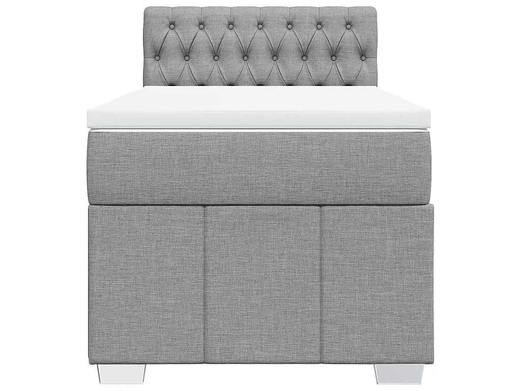 Cama box spring con colchón tela gris claro 90x200 cm