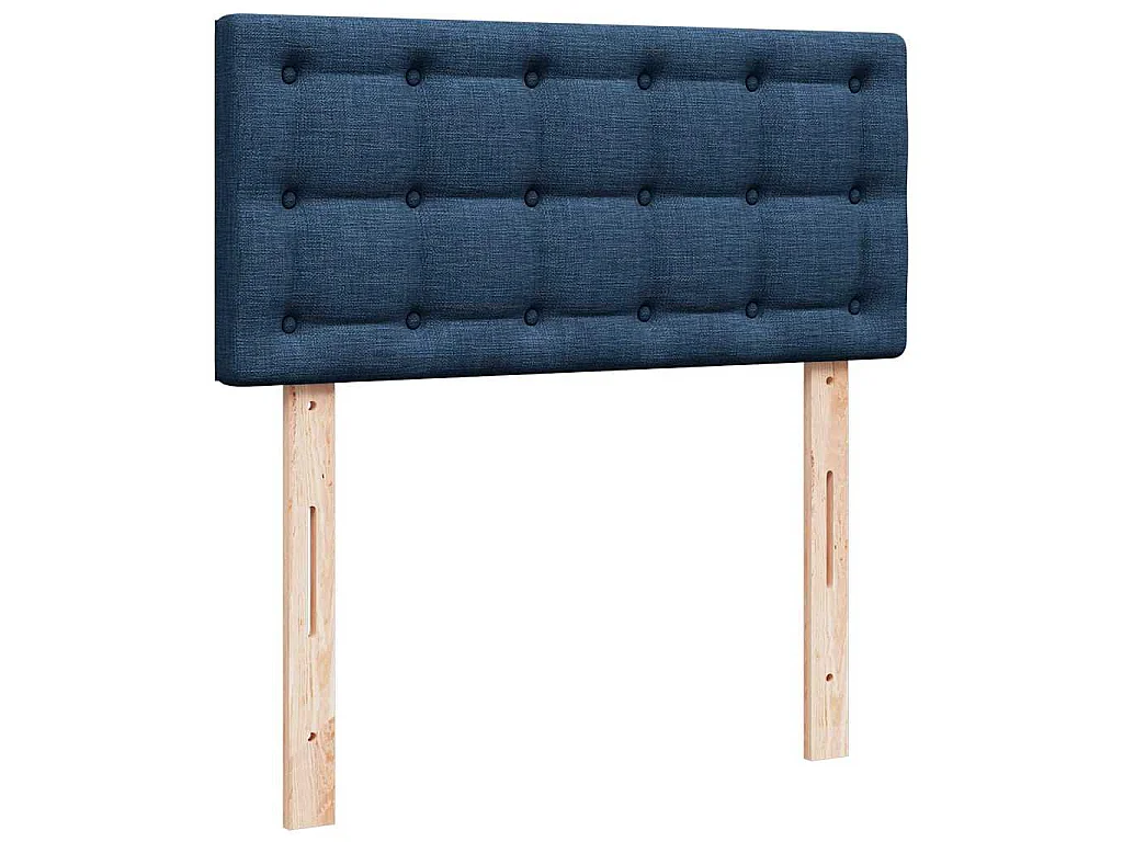 Struttura Letto Pouf con Materasso Blu 90x190 cm in Tessuto
