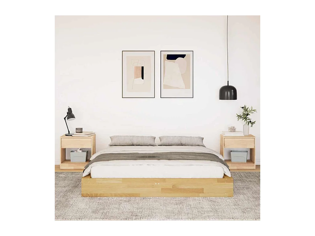 Cadre de lit sans matelas 140x200 cm bois massif de chêne