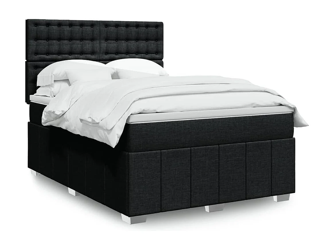 Boxspringbett mit Matratze Schwarz 140x200 cm Stoff