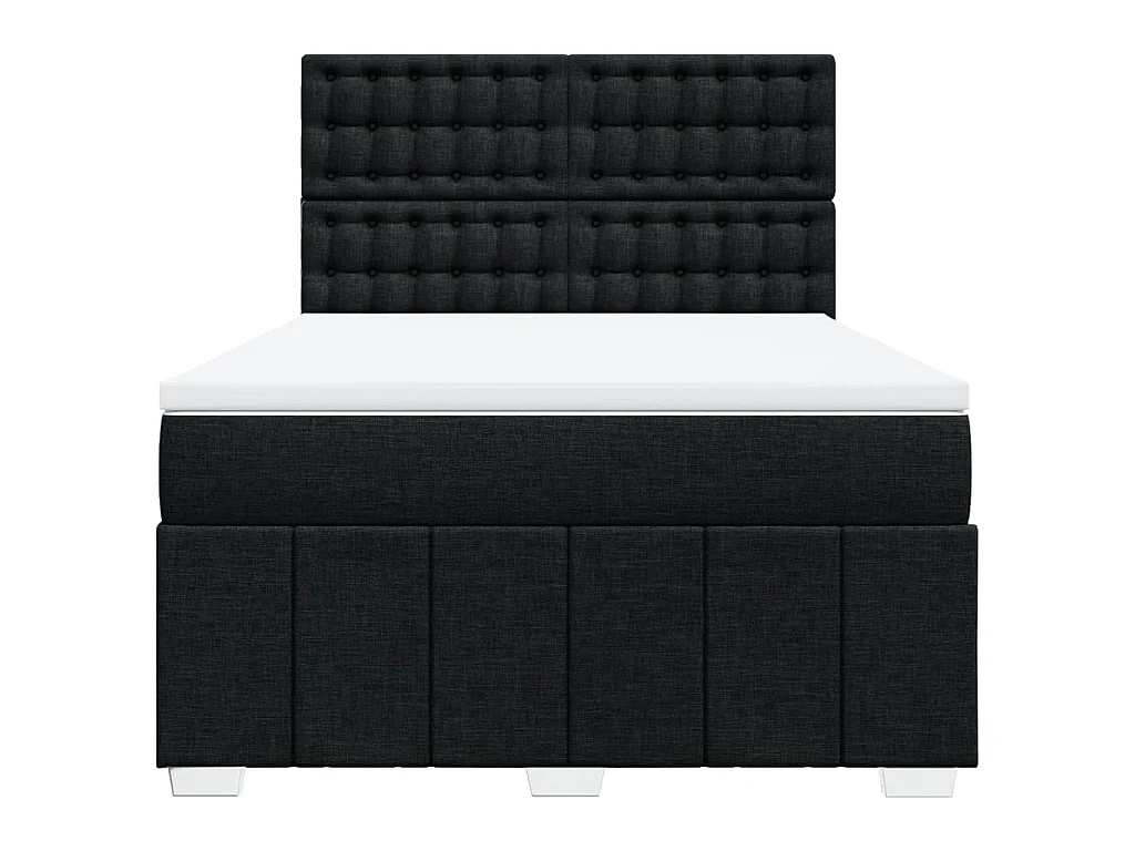 Cama box spring con colchón tela negro 140x200 cm