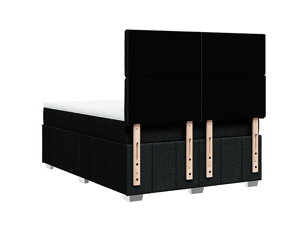 Cama box spring con colchón tela negro 140x200 cm