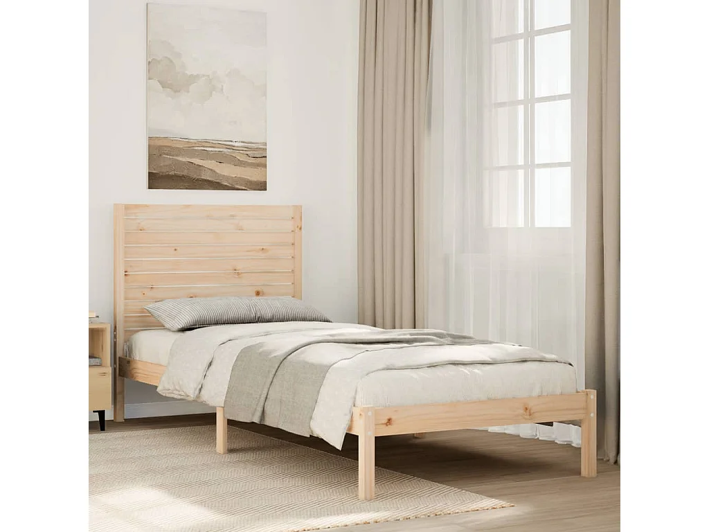 Cadre de lit extra long sans matelas 90x220 cm bois massif