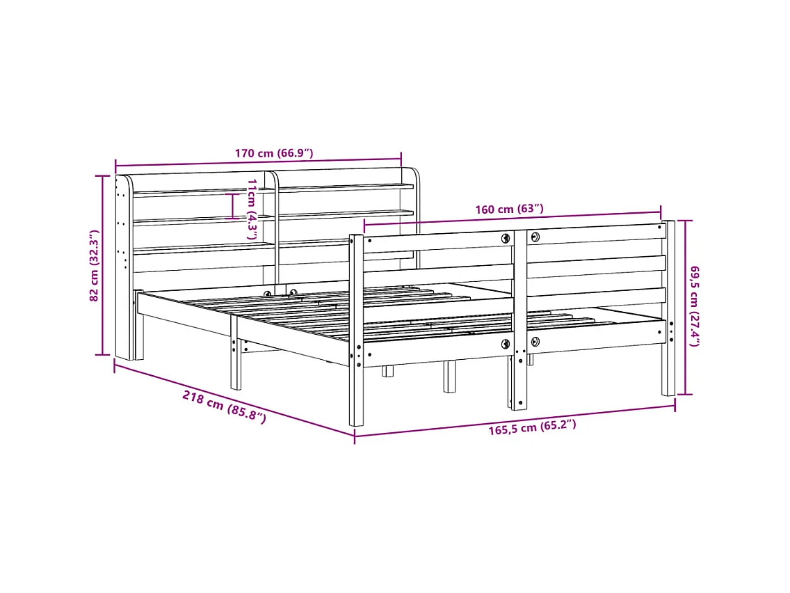 Massivholzbett ohne Matratze Wachsbraun 160x200 Kiefernholz