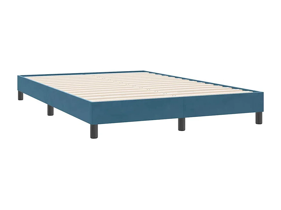 Estrutura de cama sem colchão 140x220 cm veludo azul