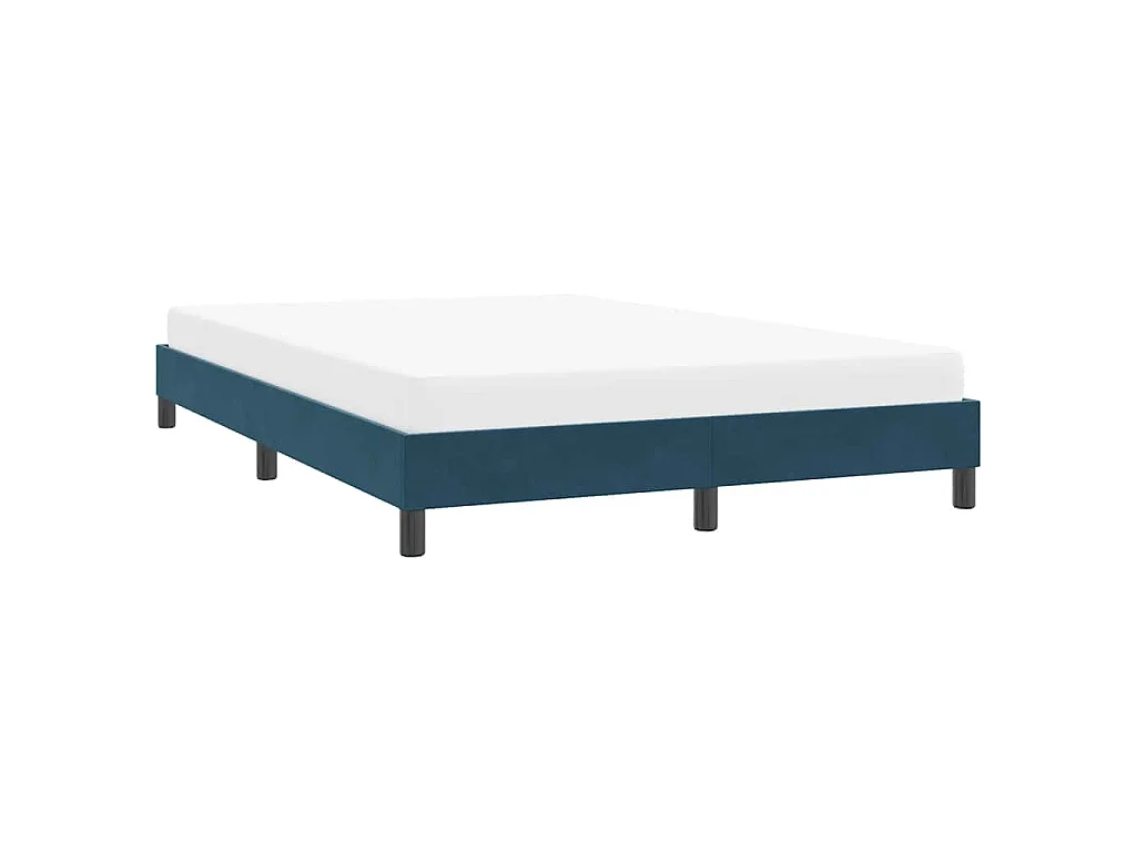 Cadre de lit sans matelas bleu foncé 140x220 cm velours