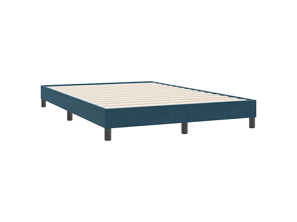 Cadre de lit sans matelas bleu foncé 140x220 cm velours