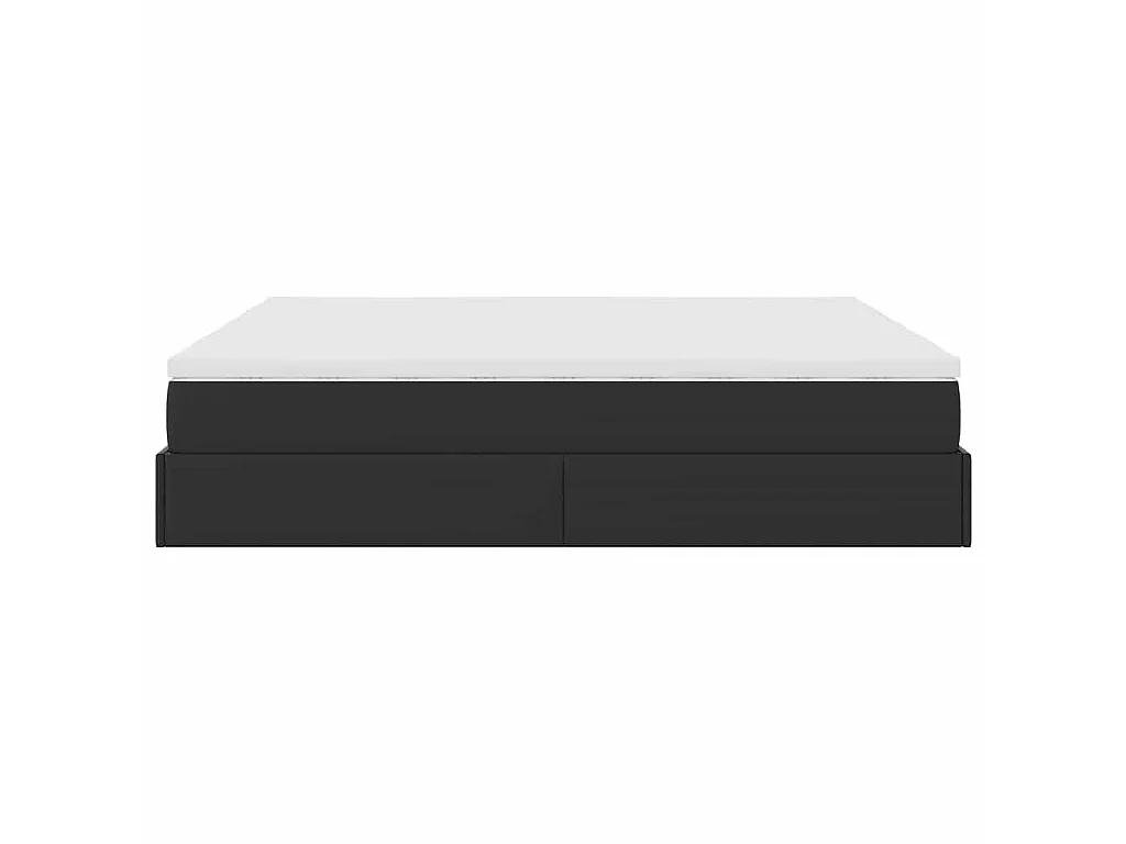 Struttura Letto Pouf con Materassi Nero 180x200 cm Similpelle