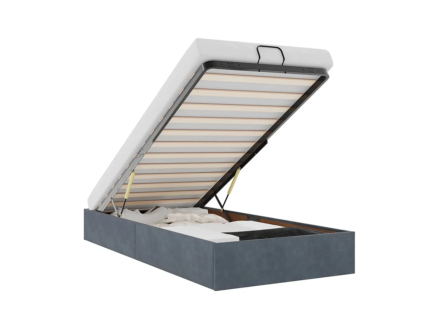 Otomano Bed Frame No Colchão Cinzento Escuro 90x200 cm Veludo