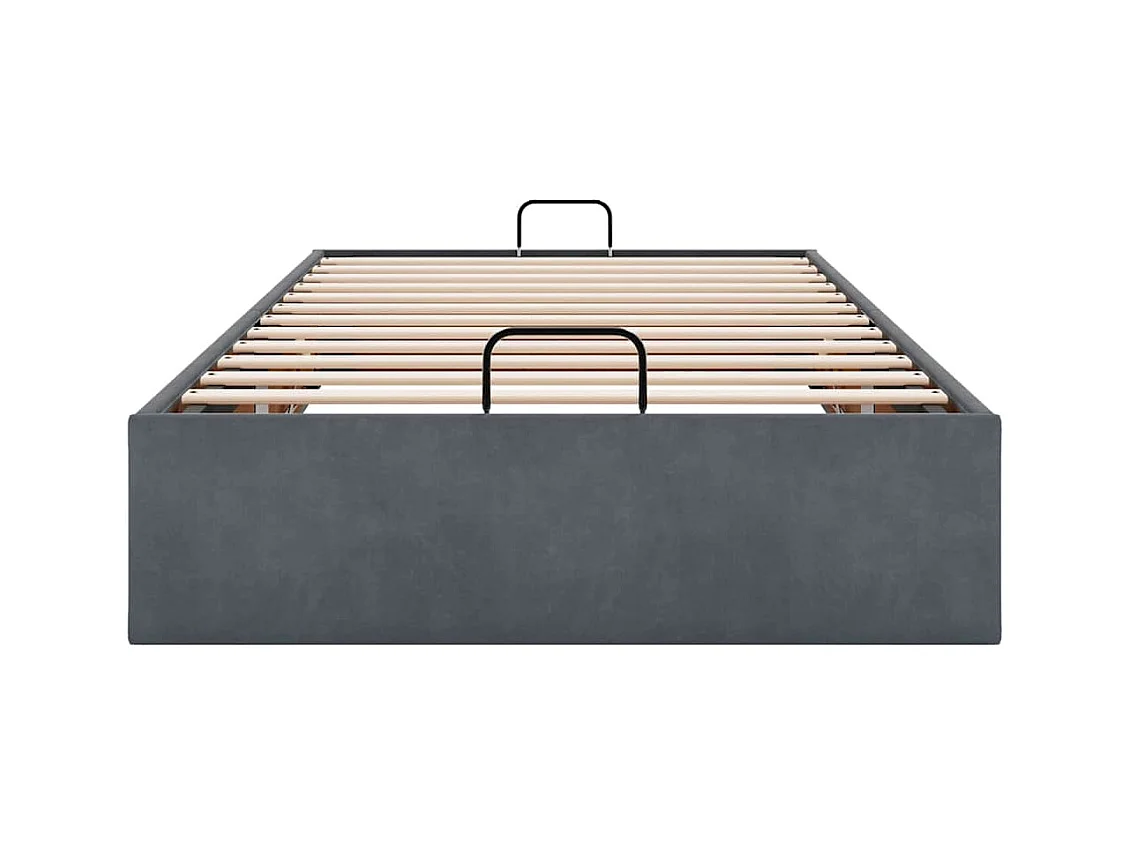 Otomano Bed Frame No Colchão Cinzento Escuro 90x200 cm Veludo