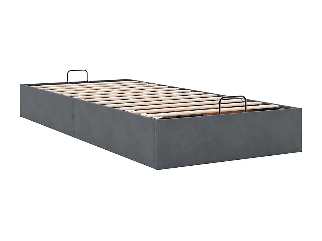 Otomano Bed Frame No Colchão Cinzento Escuro 90x200 cm Veludo