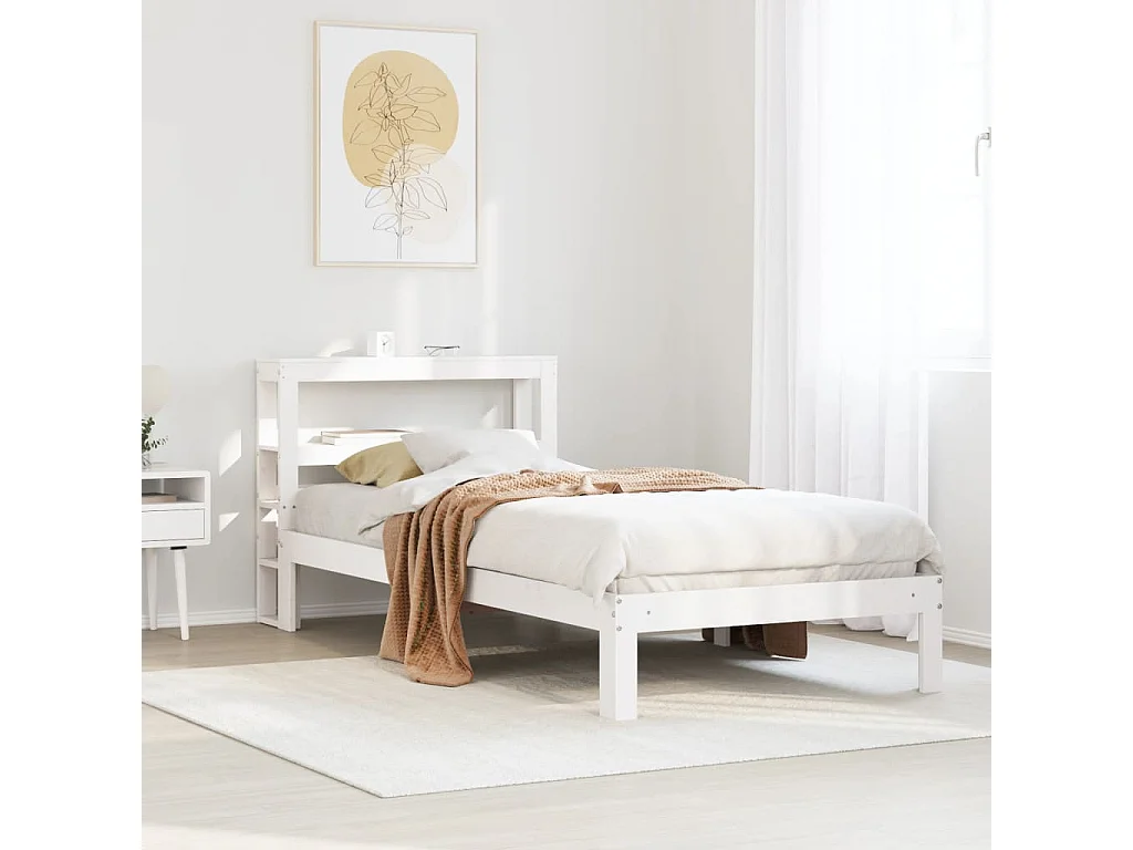 Bettgestell mit Kopfteil ohne Matratze Weiß 90x190 cm