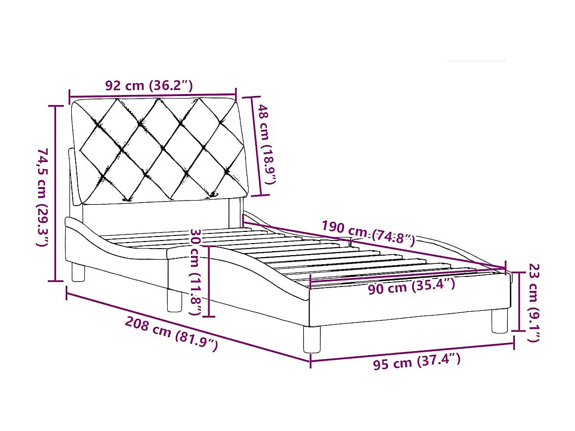 Bedframe zonder matras 90x190 cm stof lichtgrijs