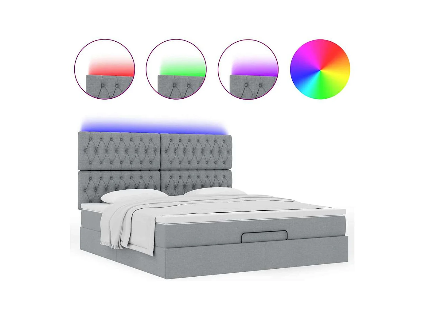 Struttura Letto Pouf con Materasso 160x200 cm in Tessuto