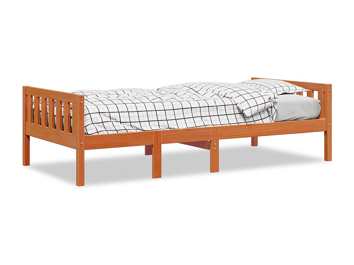 Letto Bambini senza Materasso Marrone Cera 90x190 cm Legno Pino