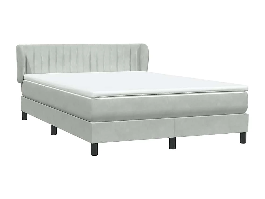 Giroletto a Molle con Materasso Grigio Chiaro 160x220cm Velluto