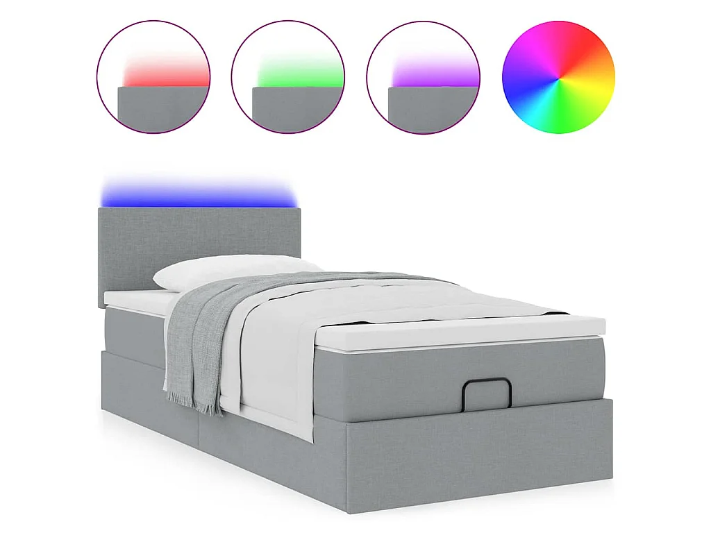 Struttura Letto Pouf con Materasso 90x190 cm in Tessuto
