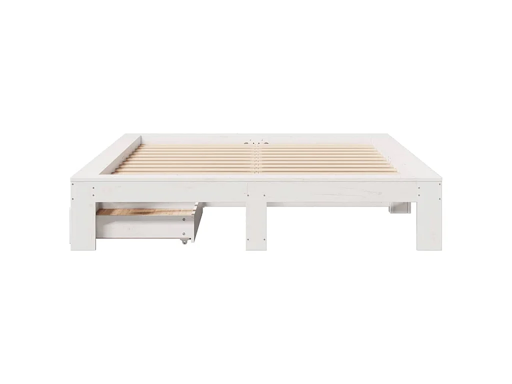Cadre de lit sans matelas blanc 160x200 cm bois de pin massif