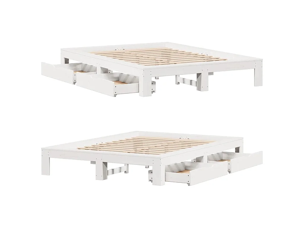 Cadre de lit sans matelas blanc 160x200 cm bois de pin massif