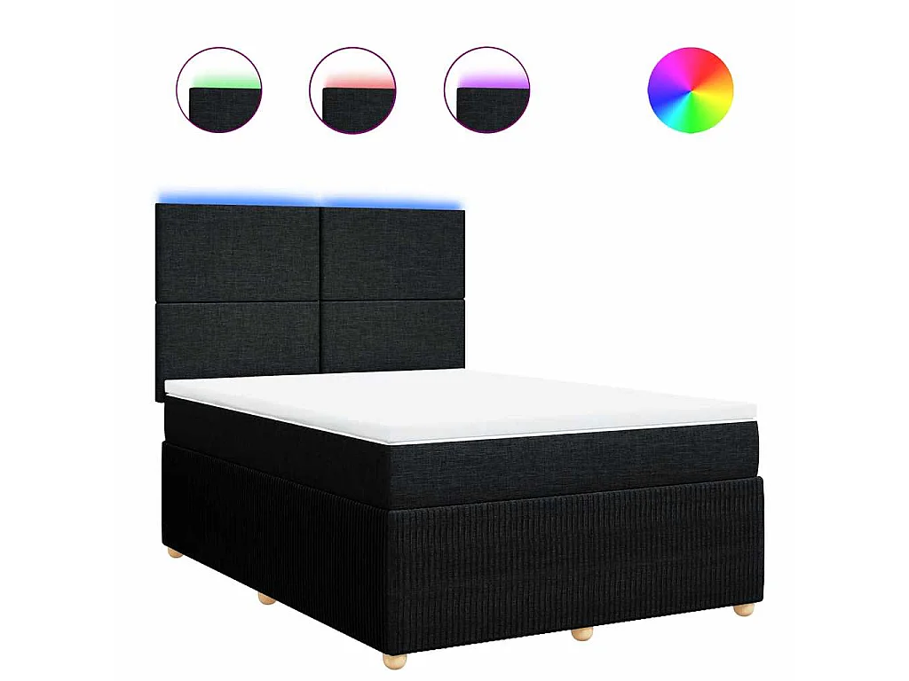 Giroletto a Molle con Materasso Nero 160x200 cm in Tessuto