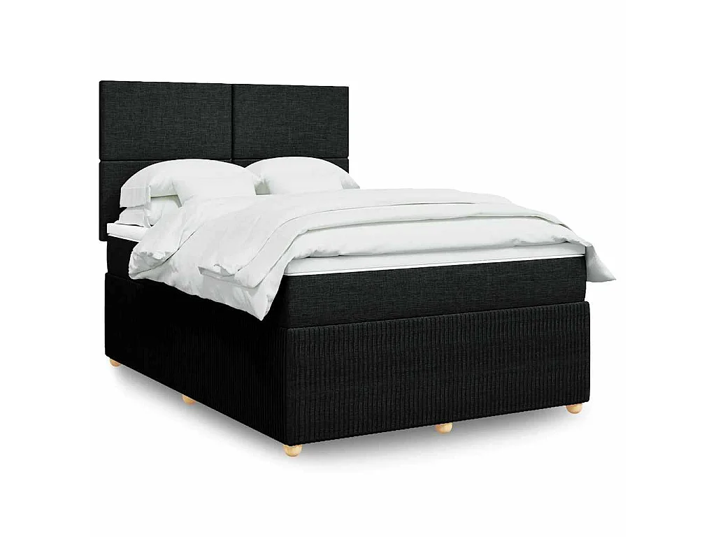 Giroletto a Molle con Materasso Nero 160x200 cm in Tessuto