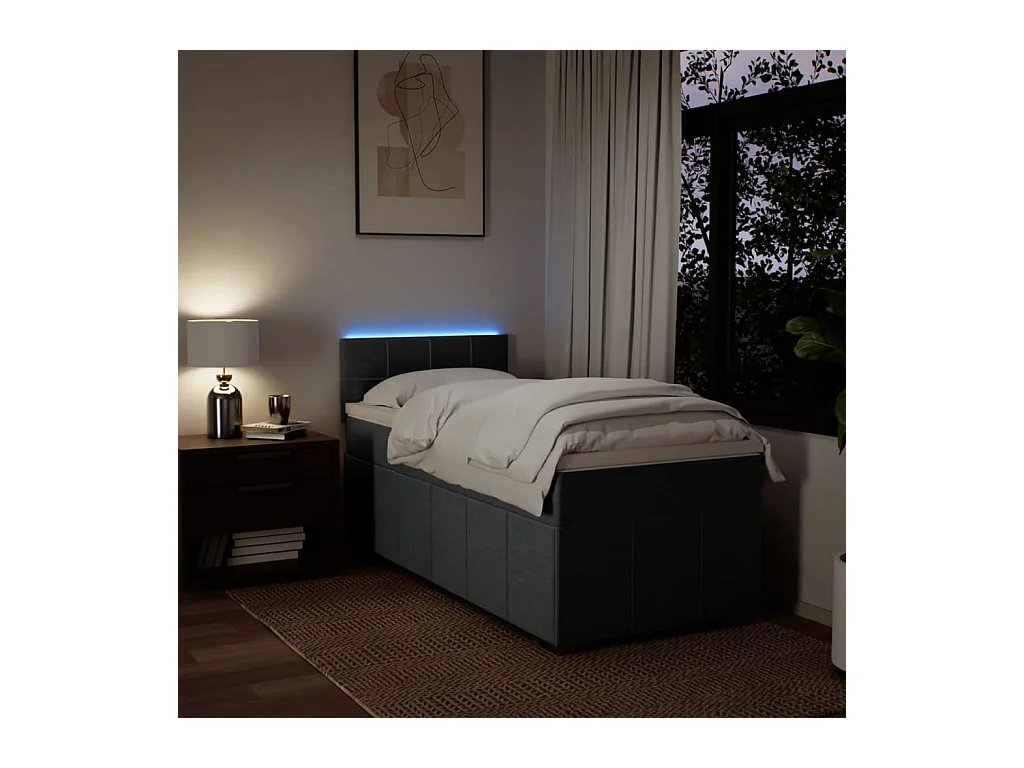 Sommier à lattes de lit et matelas Gris foncé 90x190 cm Tissu