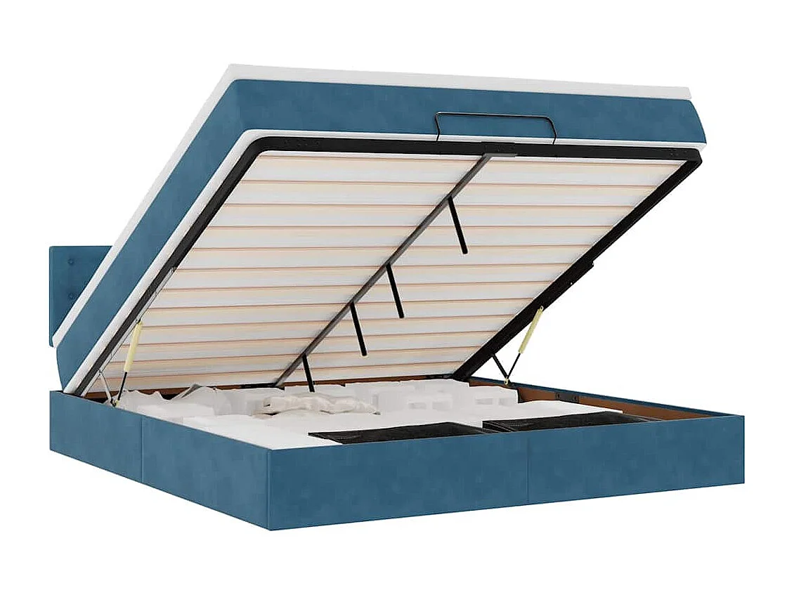 Ottoman bed met matras en LED's 160x200cm fluweel donkerblauw