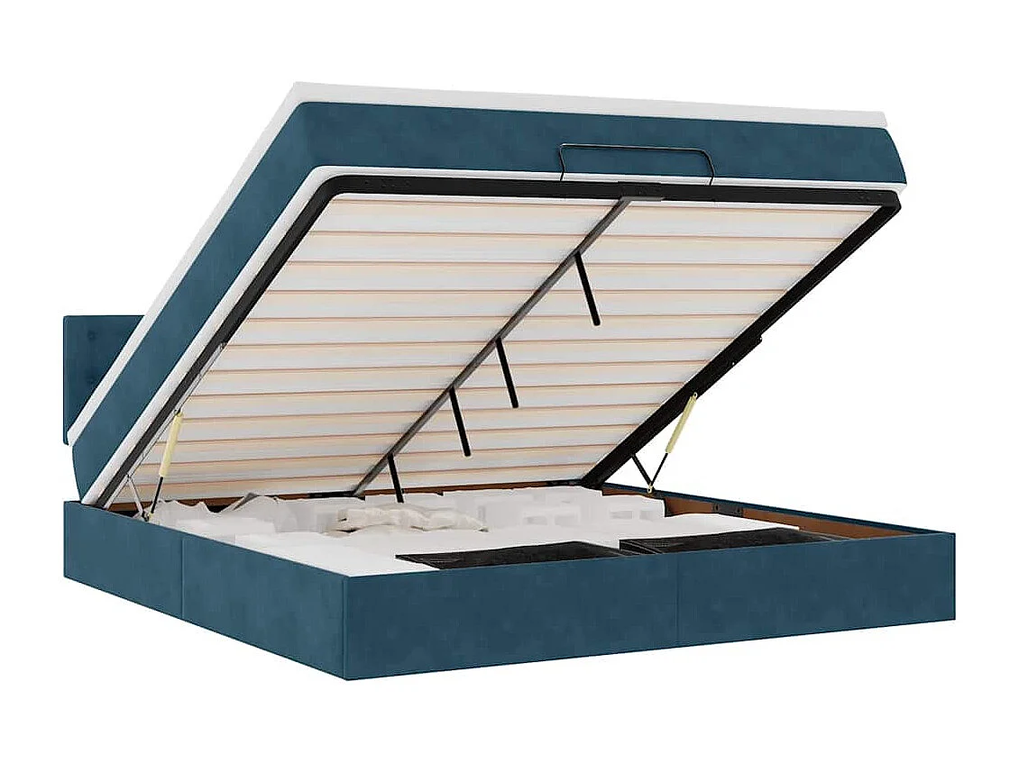 Ottoman bed met matras en LED's 160x200cm fluweel donkerblauw