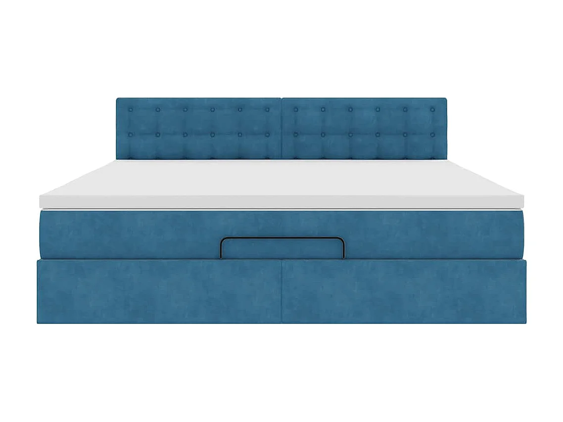 Ottoman bed met matras en LED's 160x200cm fluweel donkerblauw