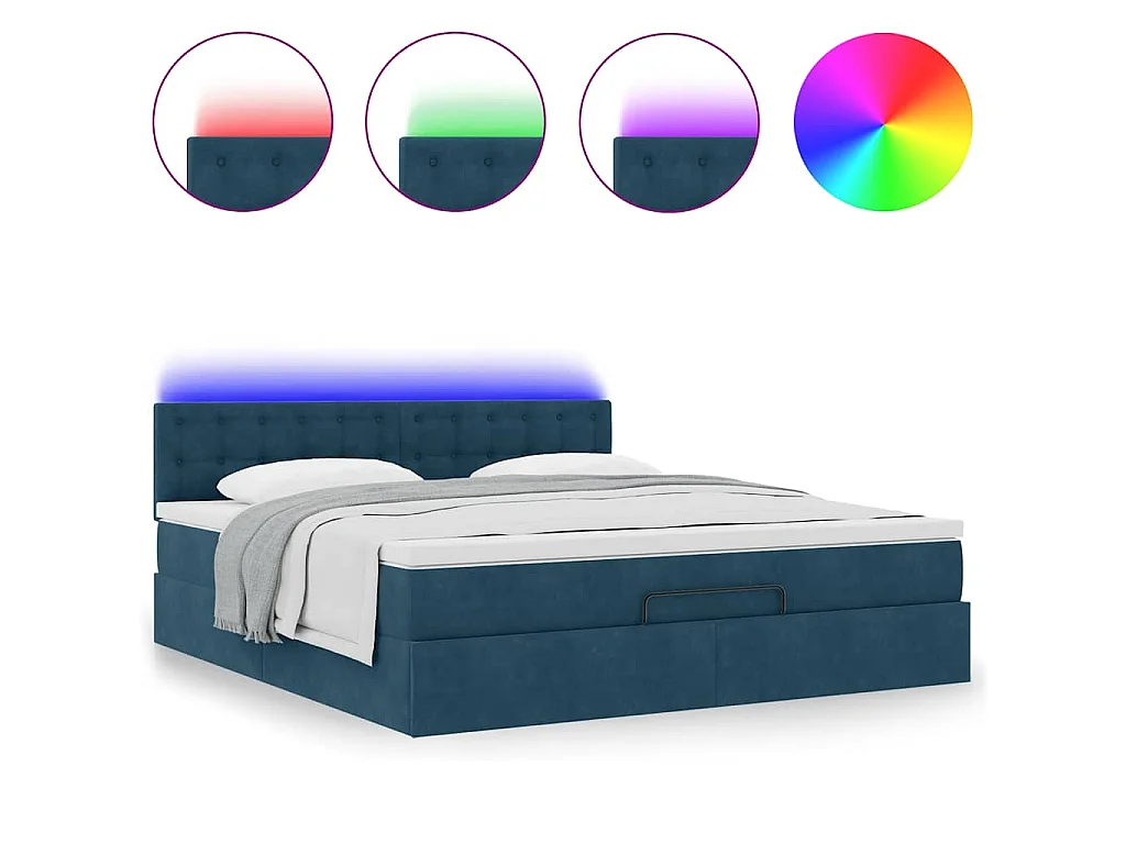 Estructura de cama otomana con colchón azul oscuro 160x200 cm
