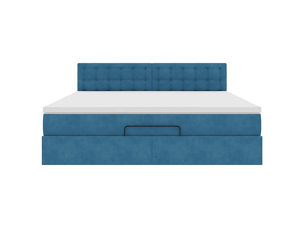 Estructura de cama otomana con colchón azul oscuro 160x200 cm
