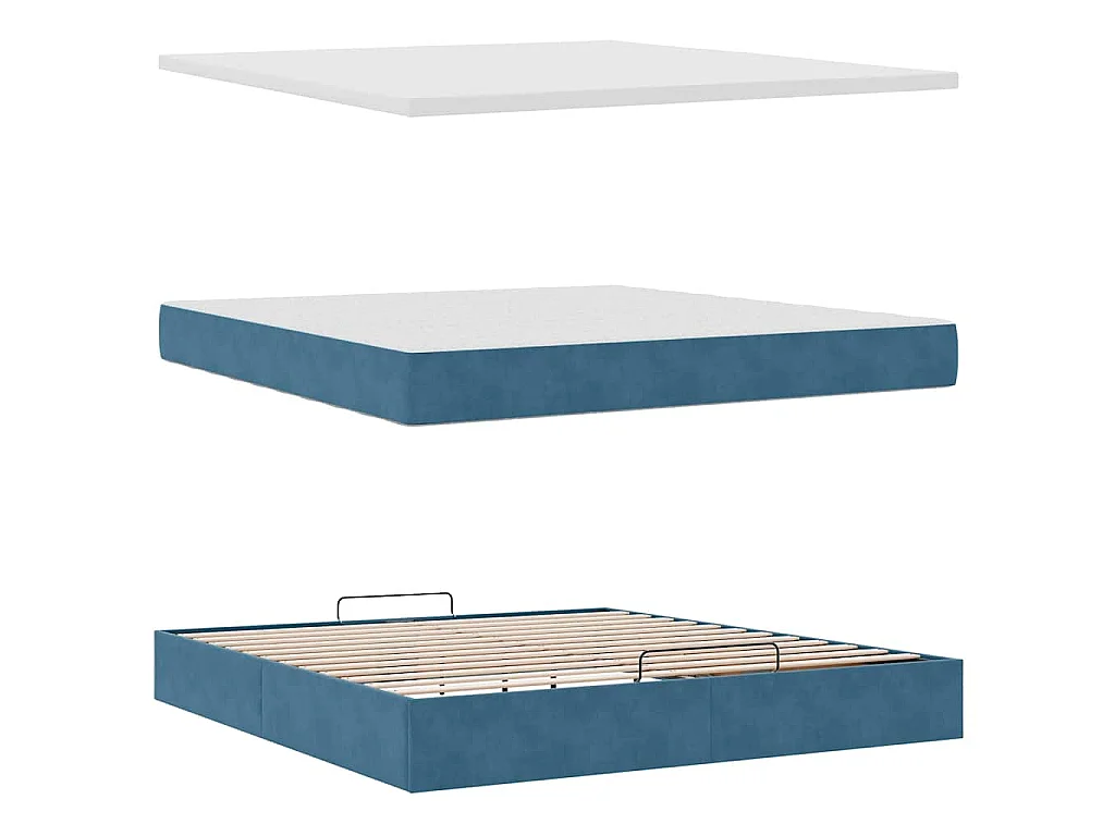 Estructura de cama otomana con colchón azul oscuro 160x200 cm