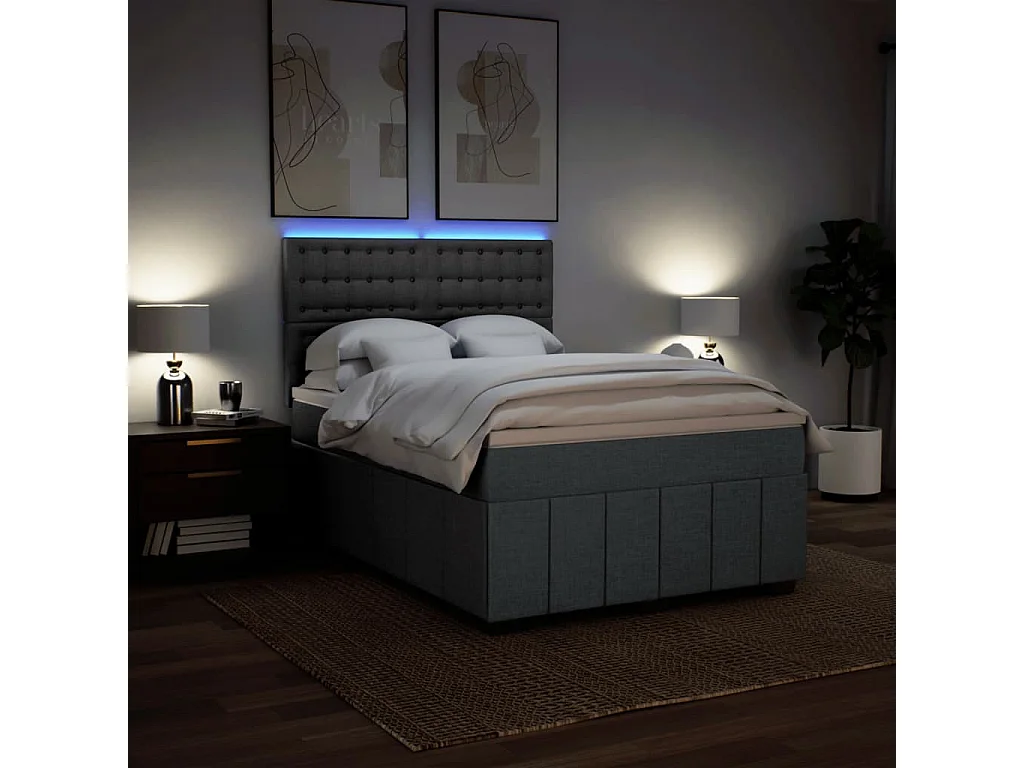 Boxspring met matras stof donkergrijs 160x200 cm