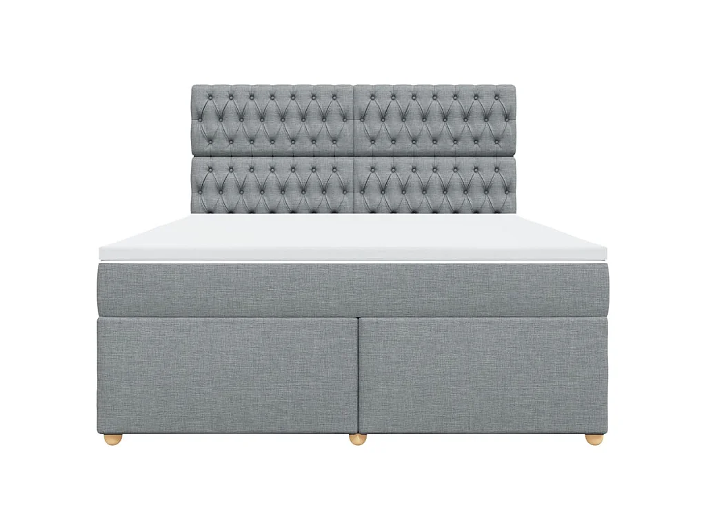 Cama box spring con colchón tela gris claro 180x200 cm