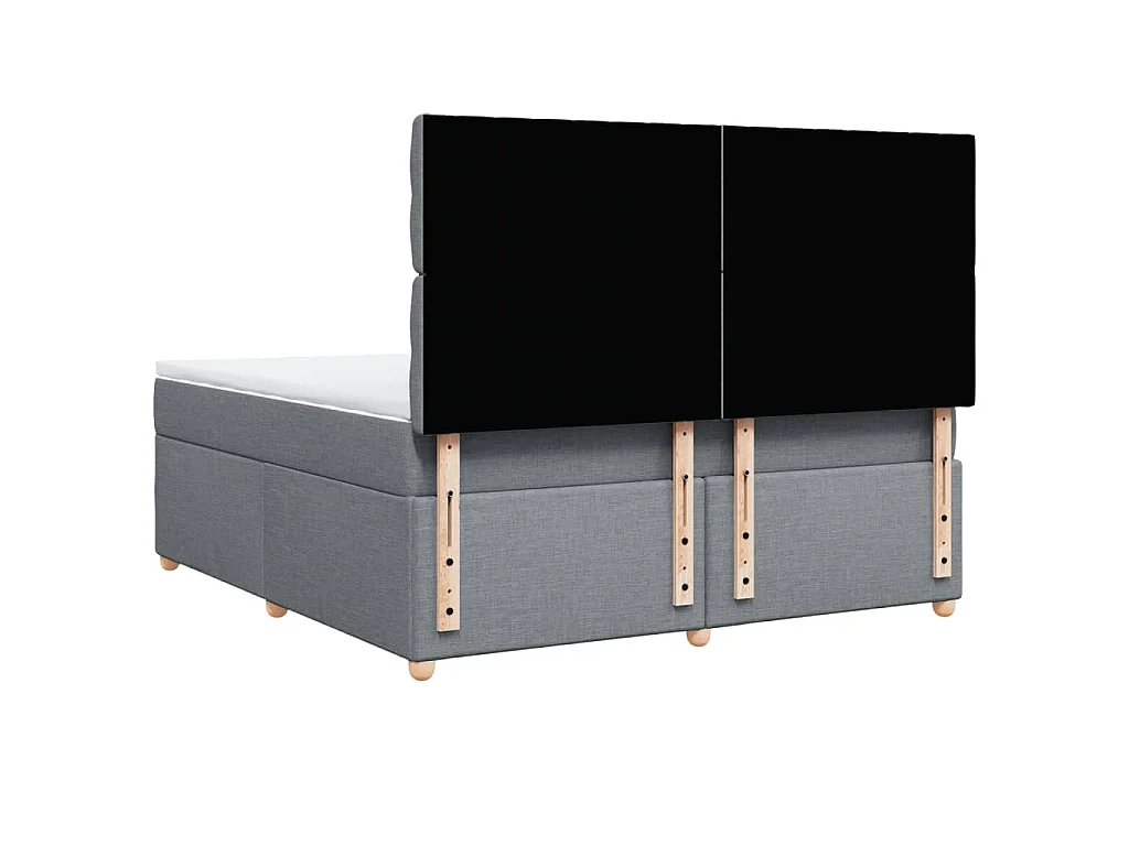Cama box spring con colchón tela gris claro 180x200 cm